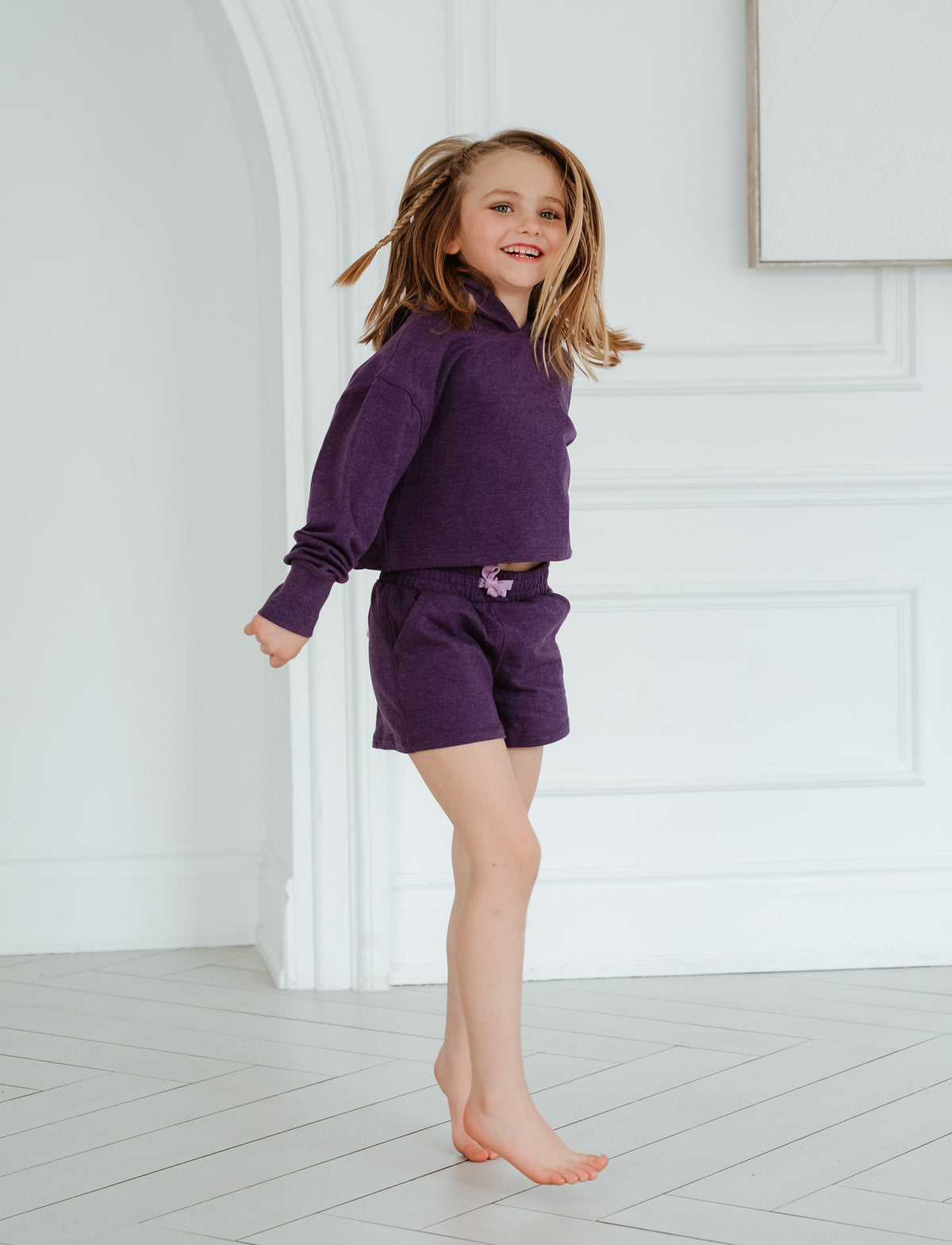 GIRLS 2-6 CROP HOODED SWEATSHIRT