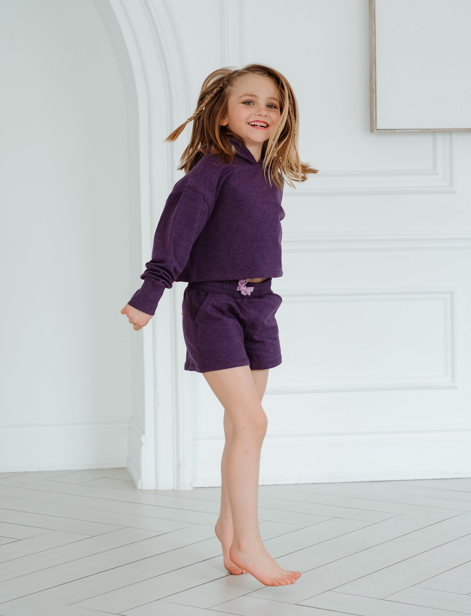 GIRLS 2-6 CROP HOODED SWEATSHIRT