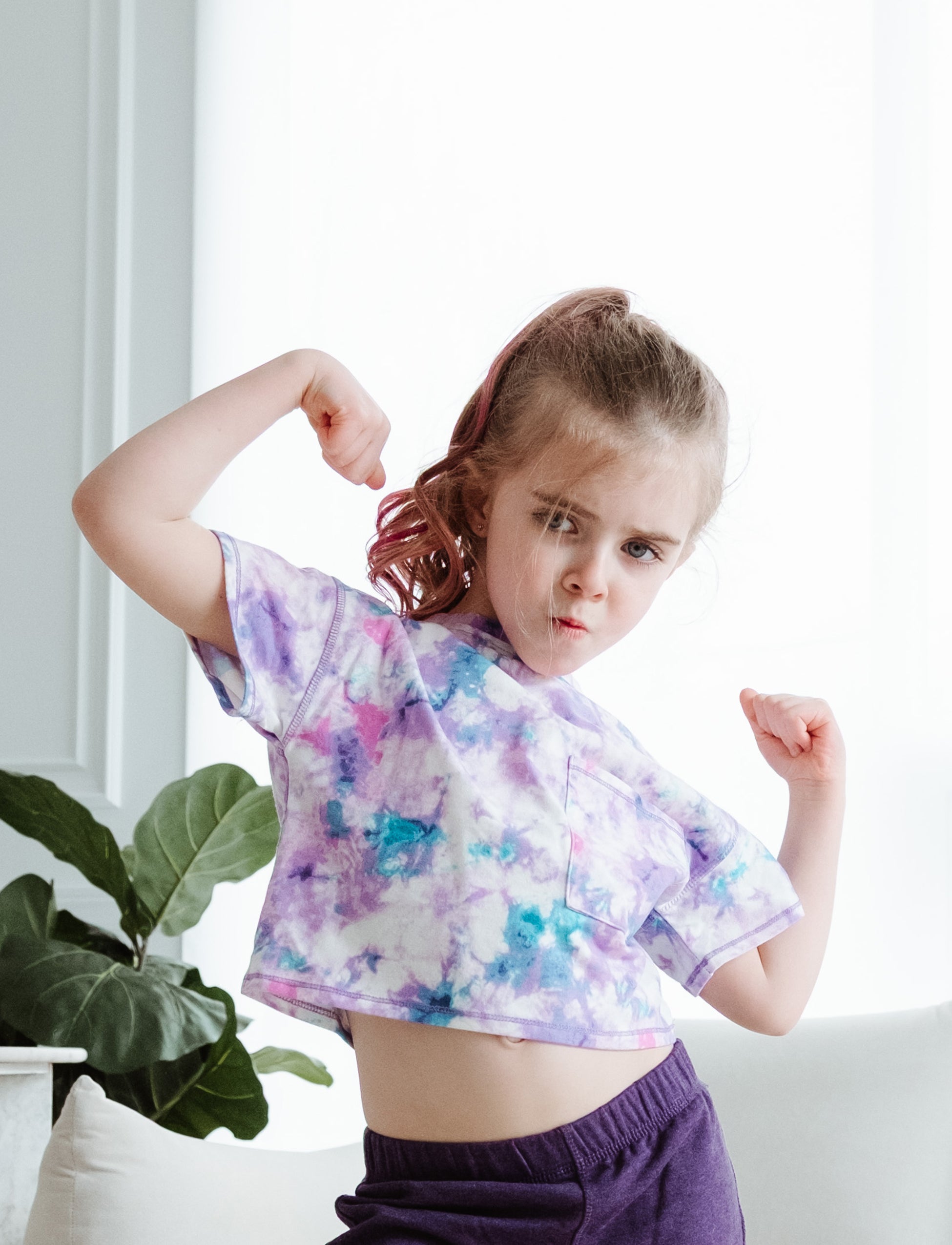 GIRLS 2-6 CROP COTTON POCKET TEE