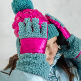 Girl's Pagoda Blue Sherpa Gloves