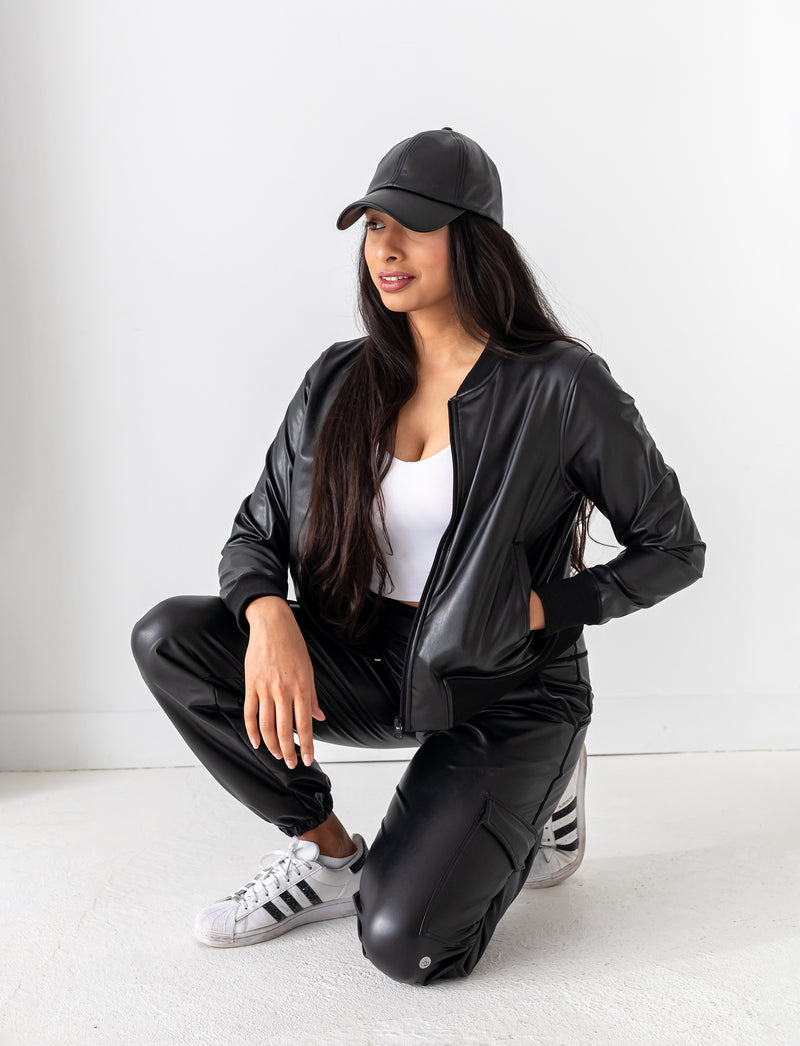 LADIES VEGAN LEATHER STUDIO TO STREET JOGGERS