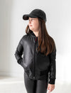 GIRLS ON-THE-GO VEGAN LEATHER BOMBER JACKET
