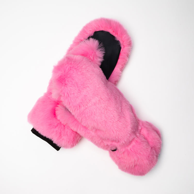 Wonder's Wonder Fluff Candy Pink Faux Fur Mitten