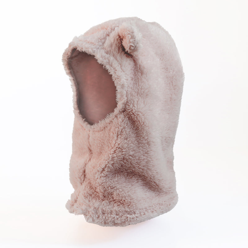 Little Girl's Pink Shadow Plush Bear Ear Balaclava