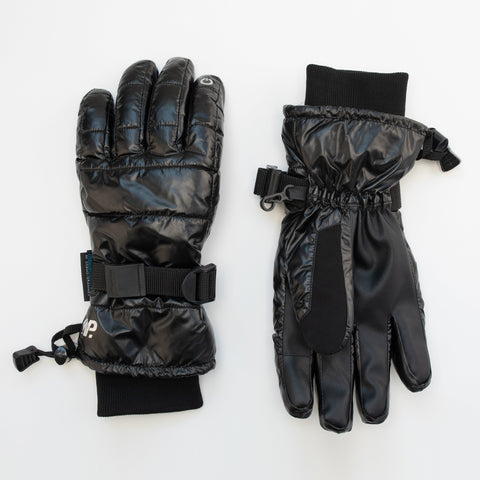 Women's Black Gloss Ski Gloves