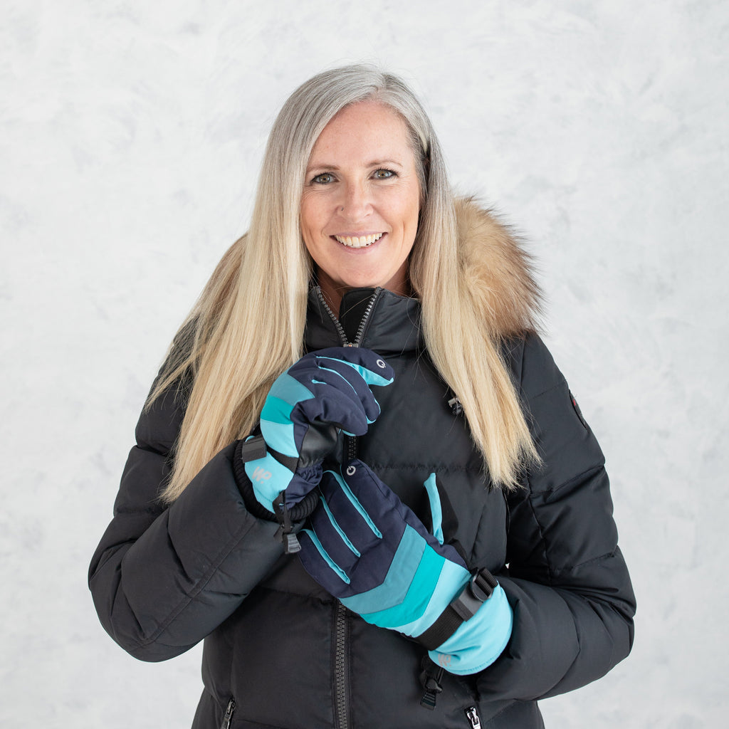 Women's Midnight Teal Chevron Ski Gloves