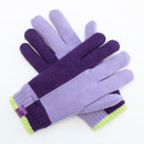 Girl's Purple Color Block Knit Gloves