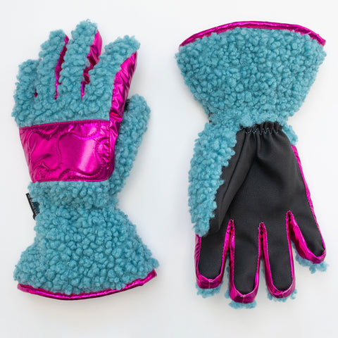 Girl's Pagoda Blue Sherpa Gloves
