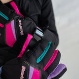 Girl's Black Colour Block Gloves