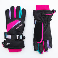 Girl's Black Colour Block Gloves