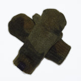Little Boy's Army Green Watercolor Camo Knit Mittens