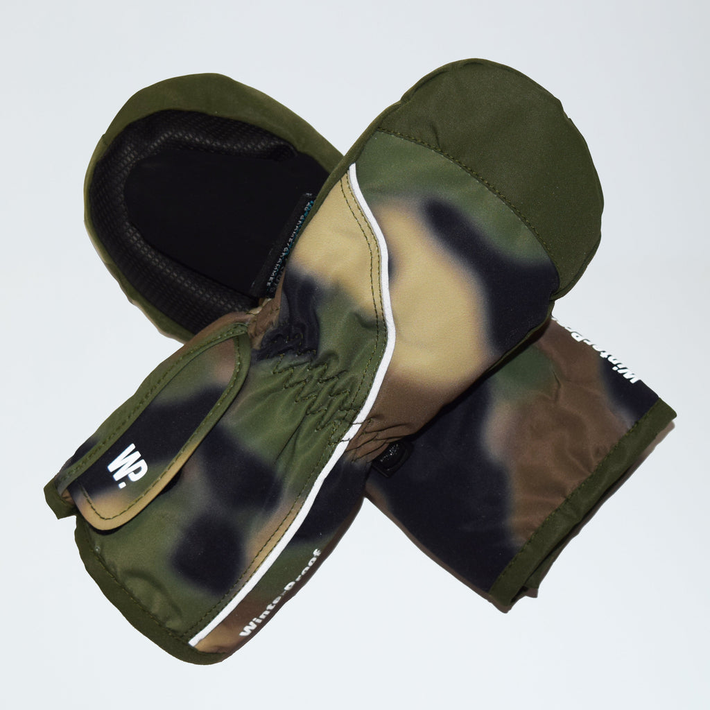 Little Boy's Army Green Watercolor Camo Mittens