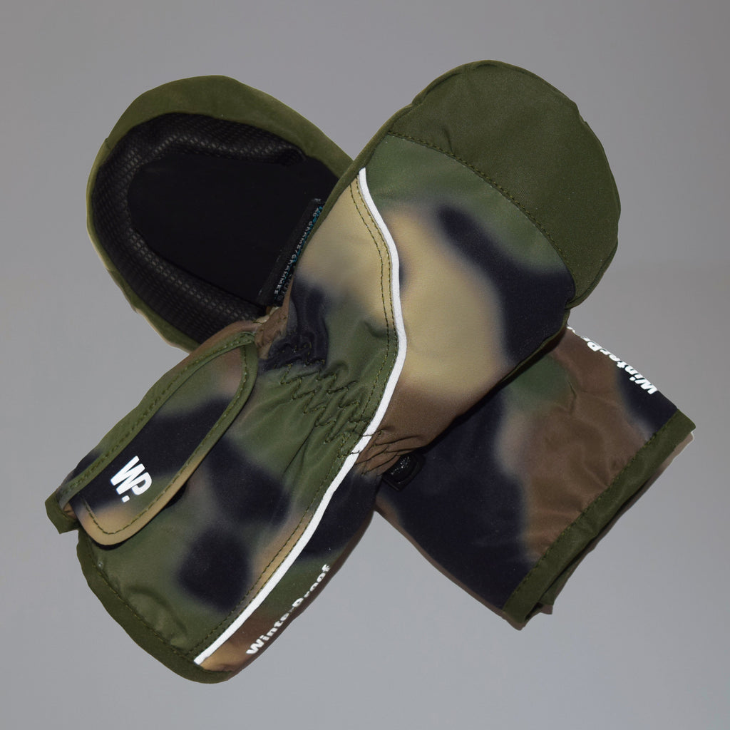 Little Boy's Army Green Watercolor Camo Mittens