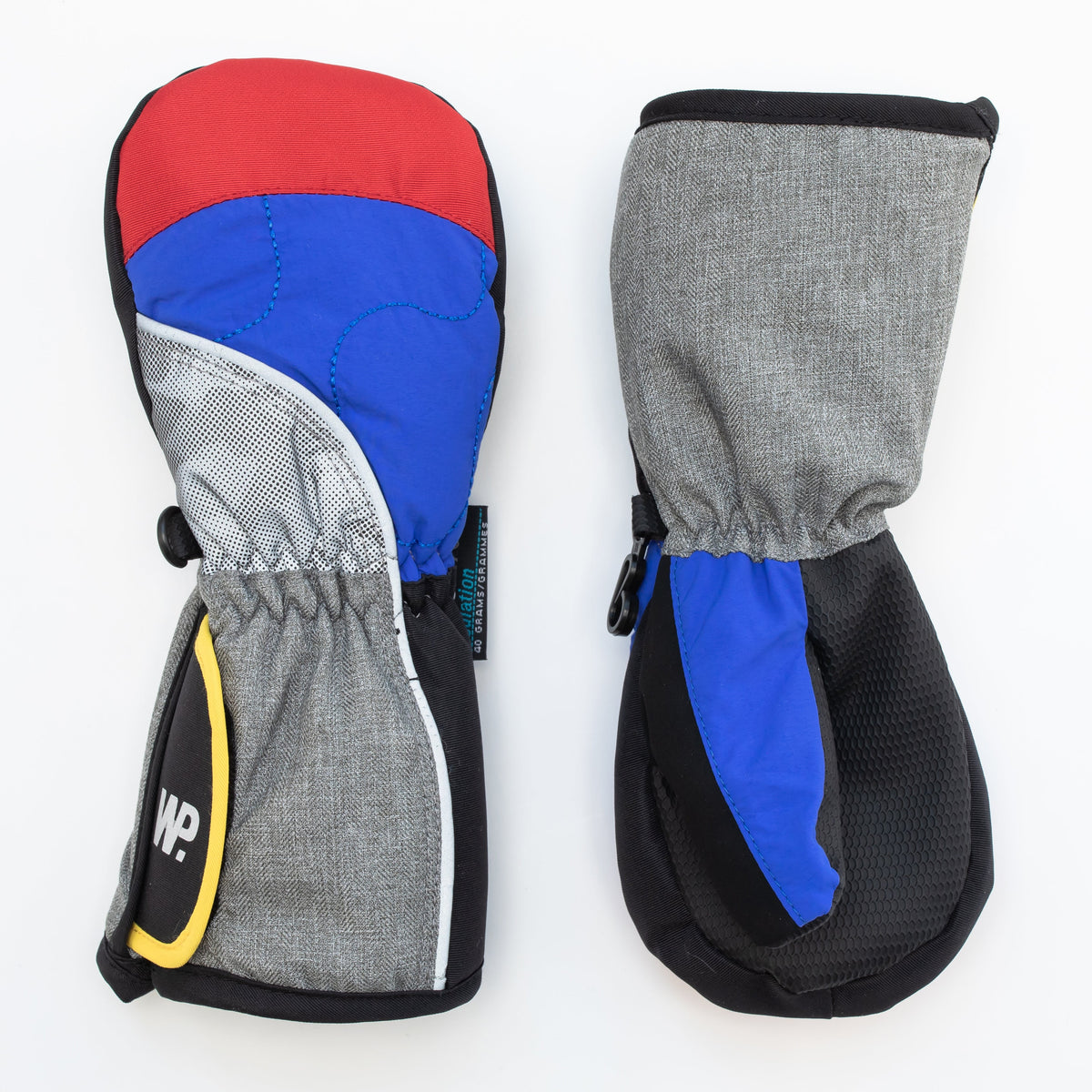 Little Boy's Color Block Grey Reflective Mittens