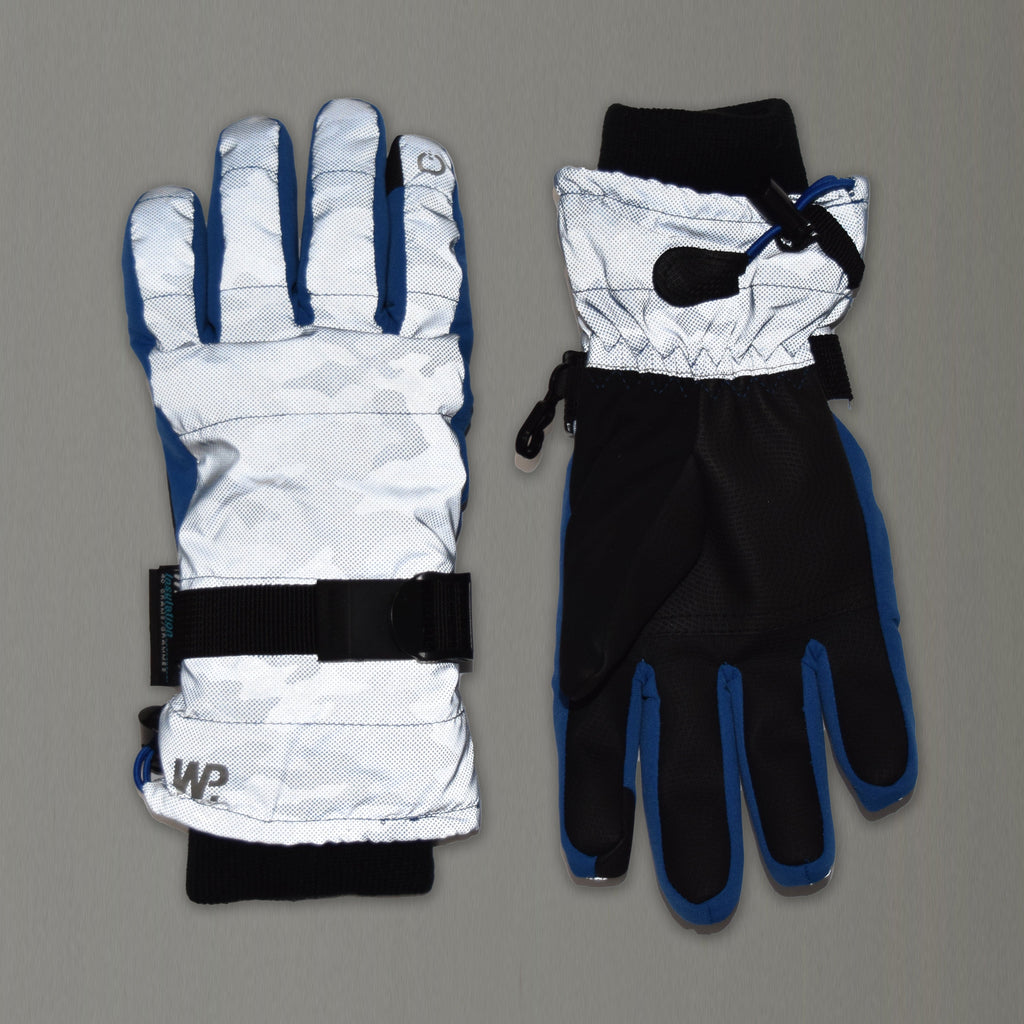 Boy's Army Blue Silver Camo Reflective Gloves