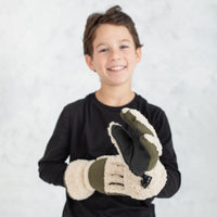 Boy's Cream Sherpa Gloves