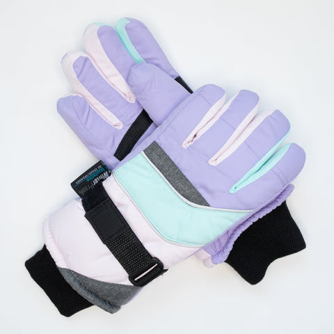 Girl's Pastel Rainbow Ski Gloves