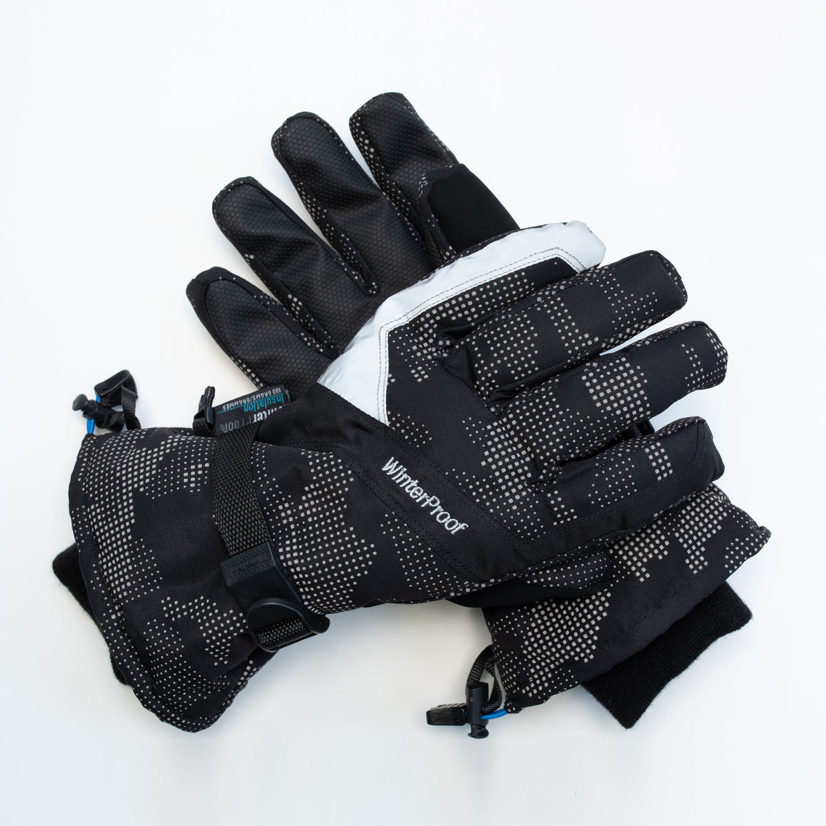 Men's Digital Black Snow Shovel Reflective Ski Gloves