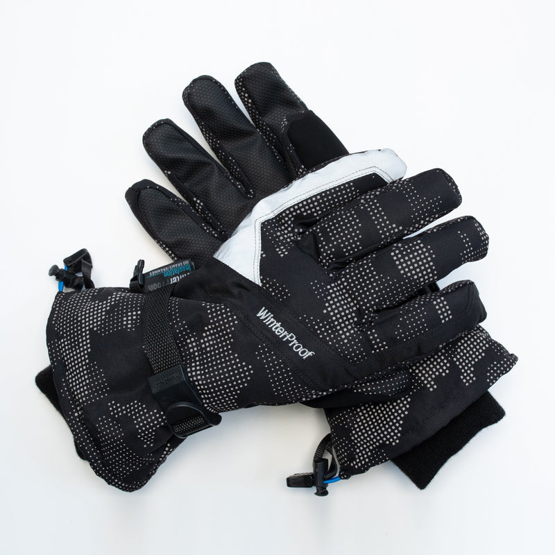 Men's Digital Black Snow Shovel Reflective Ski Gloves