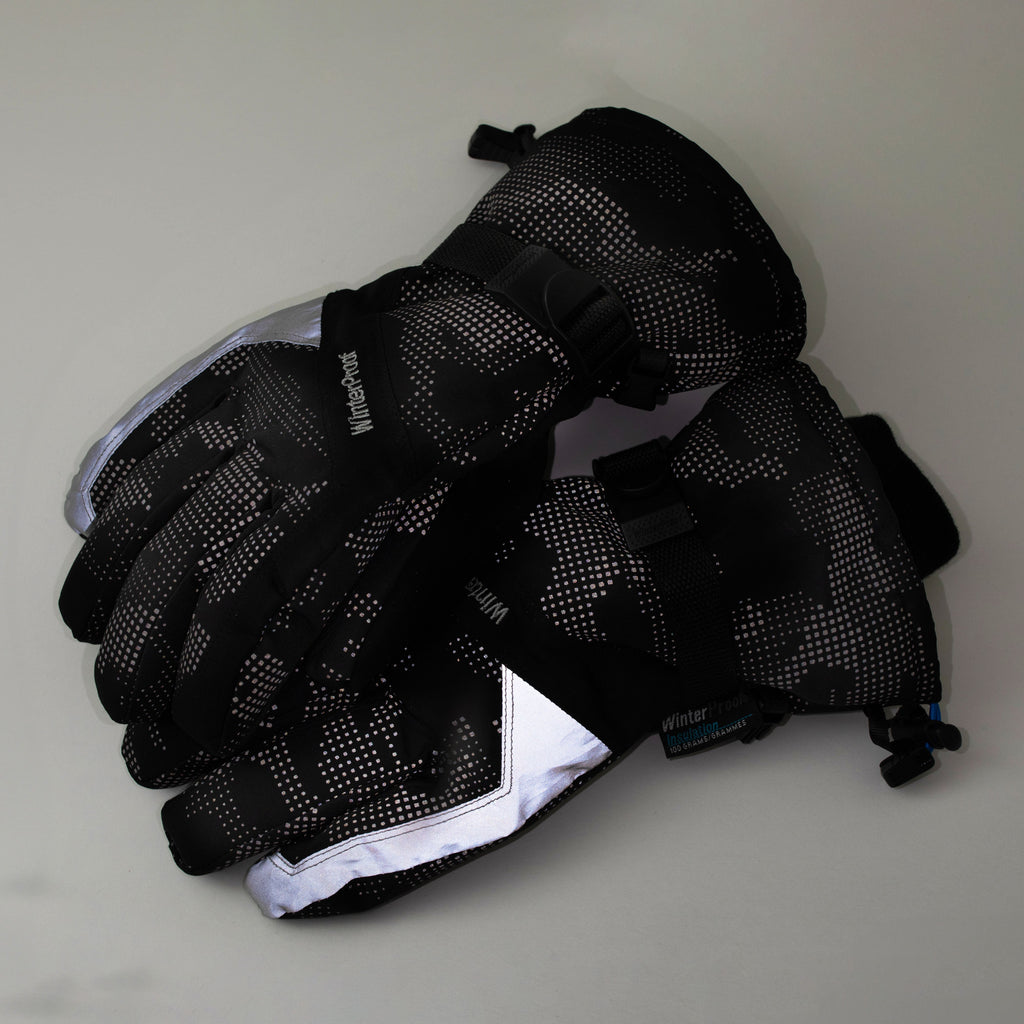 Men's Digital Black Snow Shovel Reflective Ski Gloves