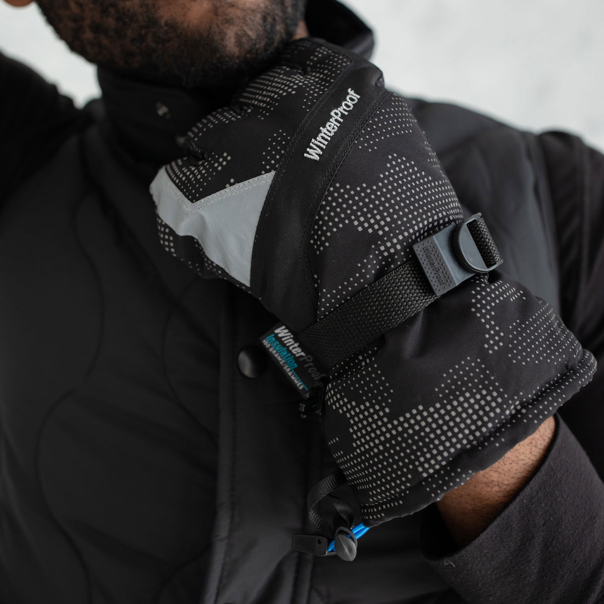 Men's Digital Black Snow Shovel Reflective Ski Gloves