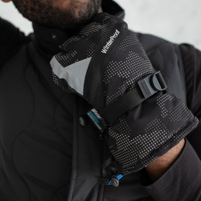 Men's Digital Black Snow Shovel Reflective Ski Gloves