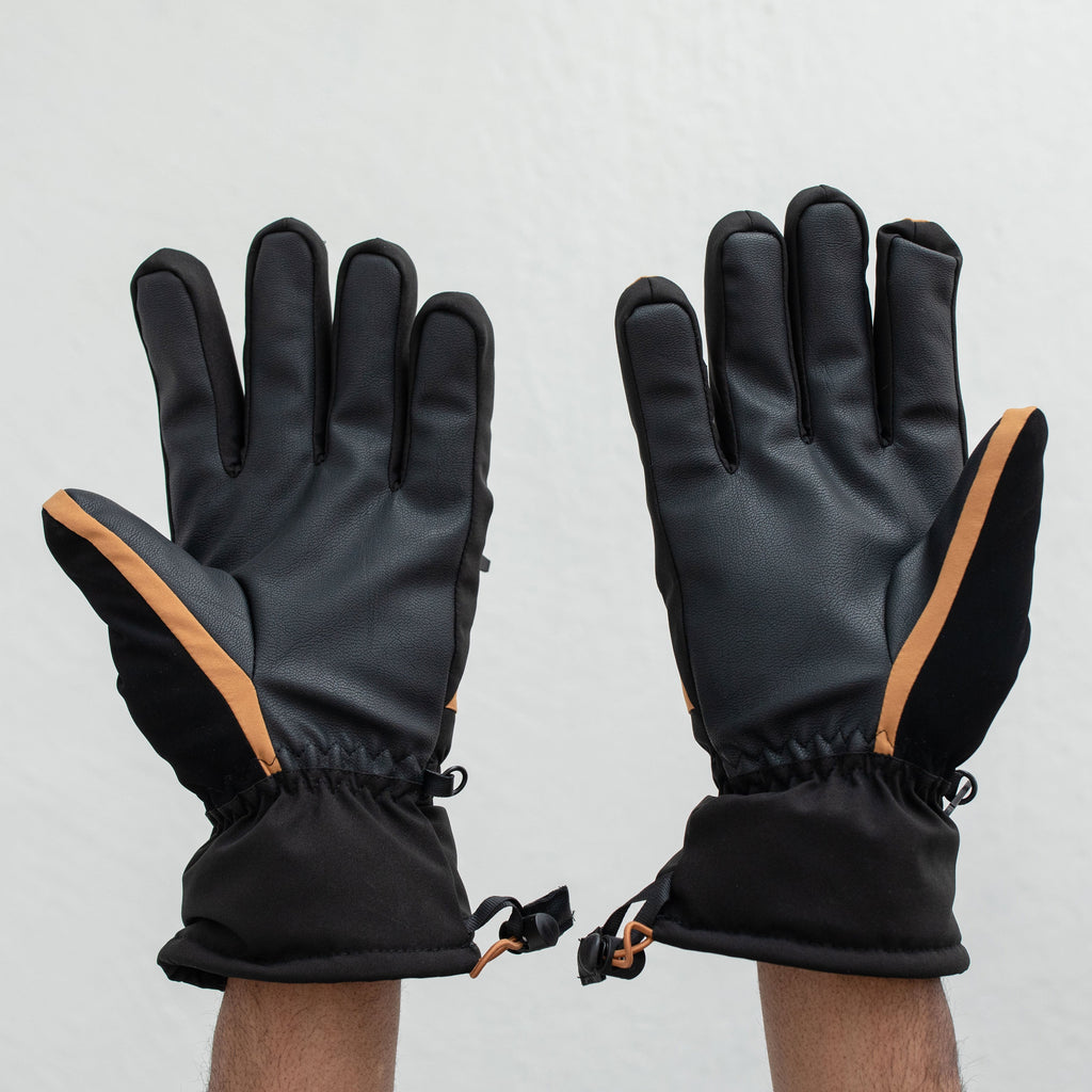 Men's Camel Black Snow Shovel Ski Gloves