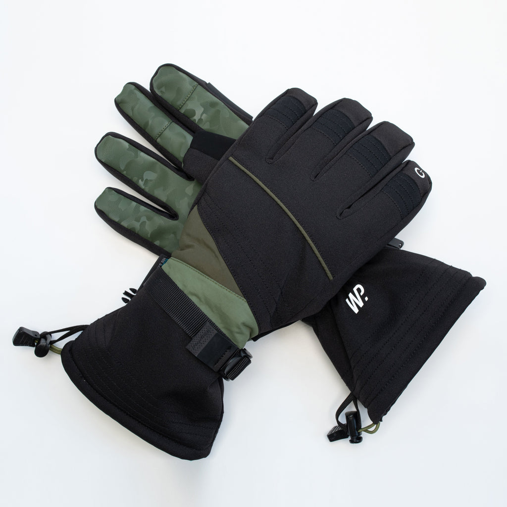 Men's Performance Black Army Green Ski Gloves