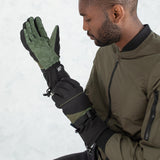 Men's Performance Black Army Green Ski Gloves