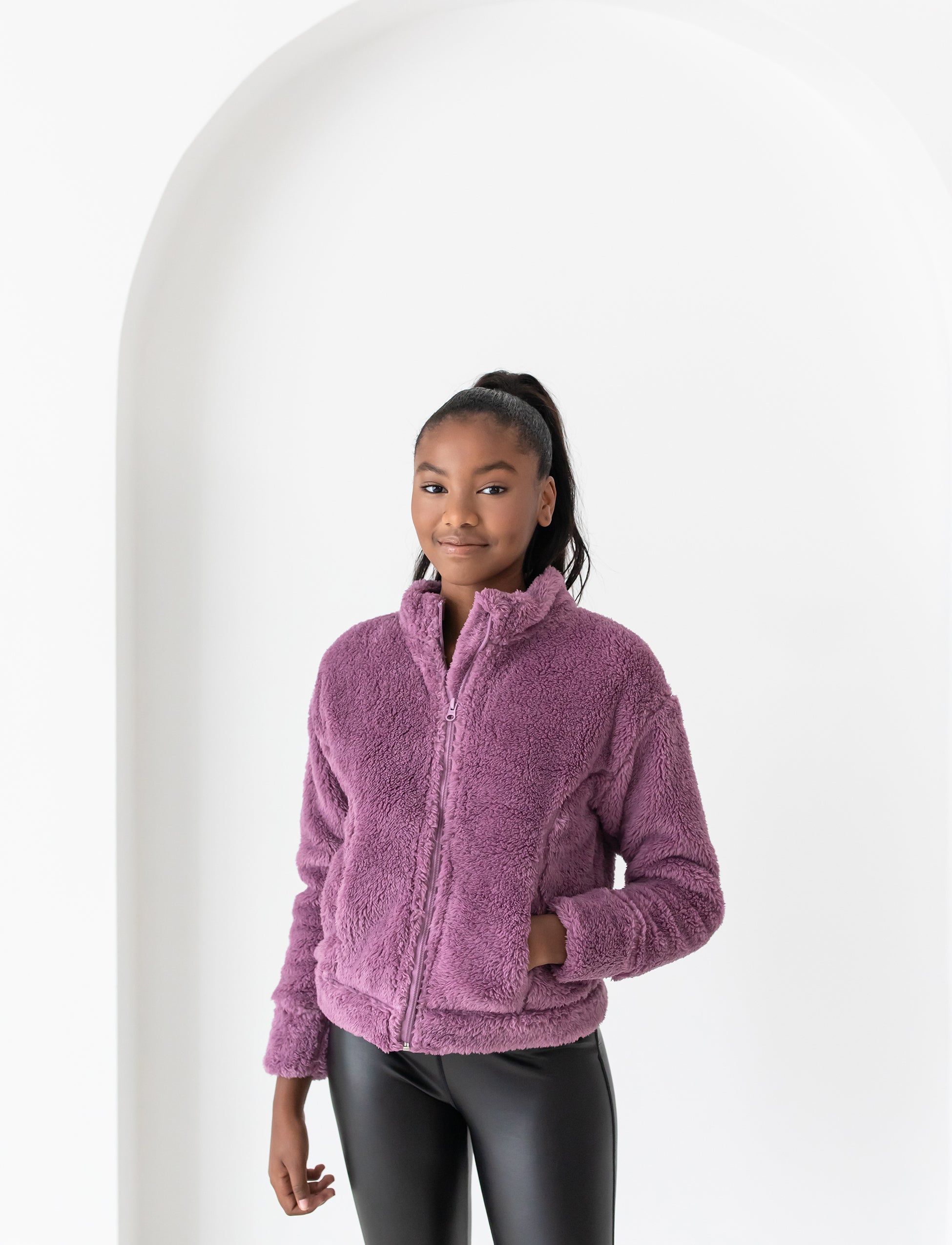 Motocross Girl Sherpa Jacket Purple