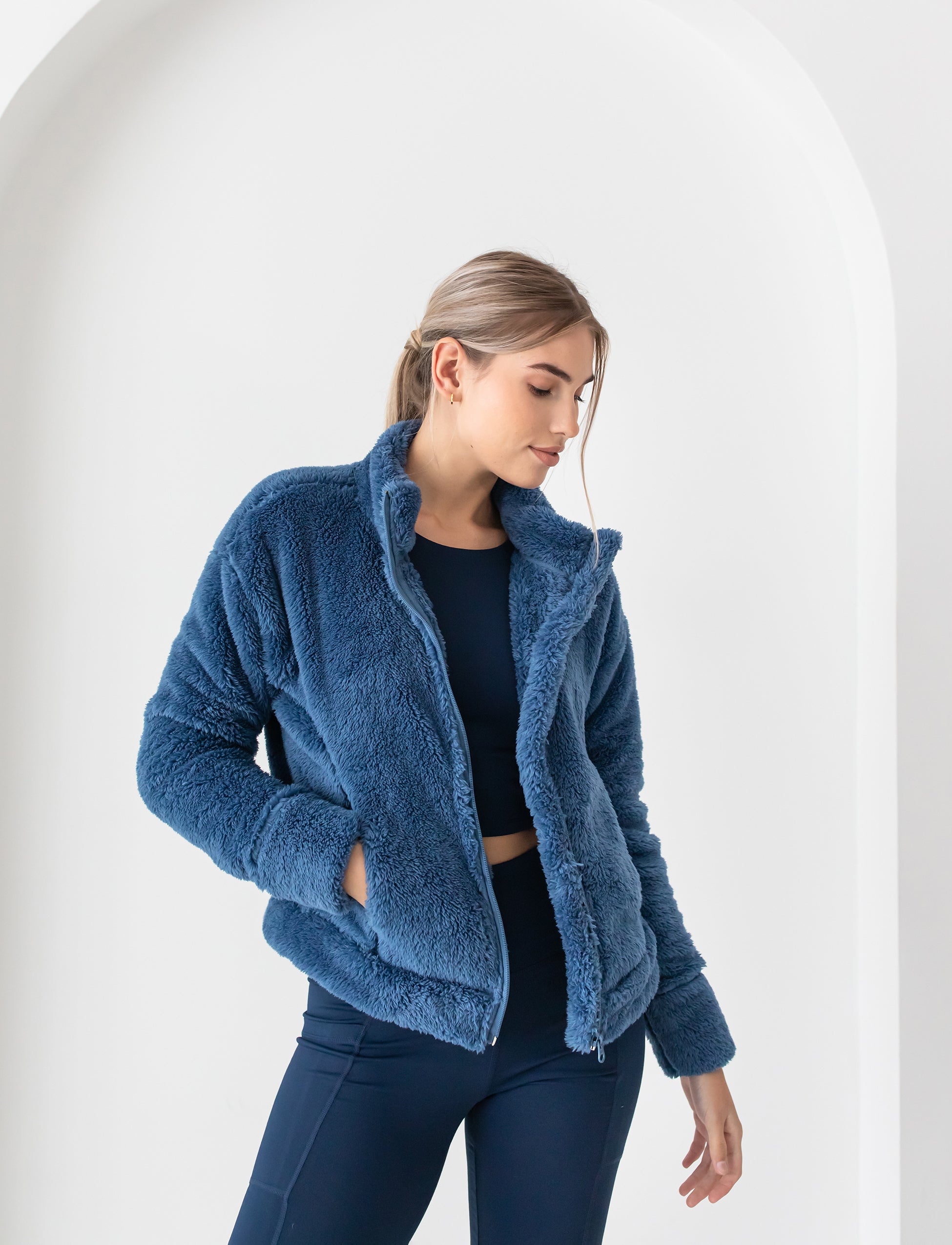 LADIES COZY UP SHERPA JACKET – Jill Yoga