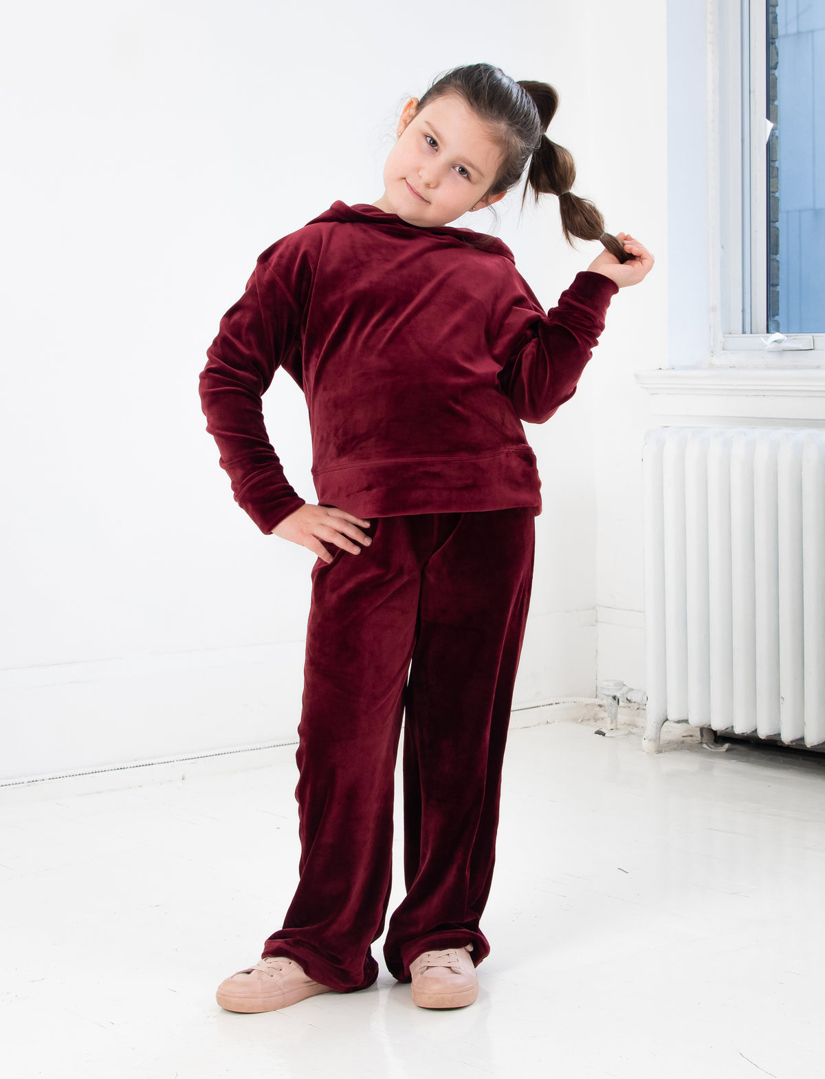 GIRLS 2-6 STRETCH VELVET LOUNGE PANT