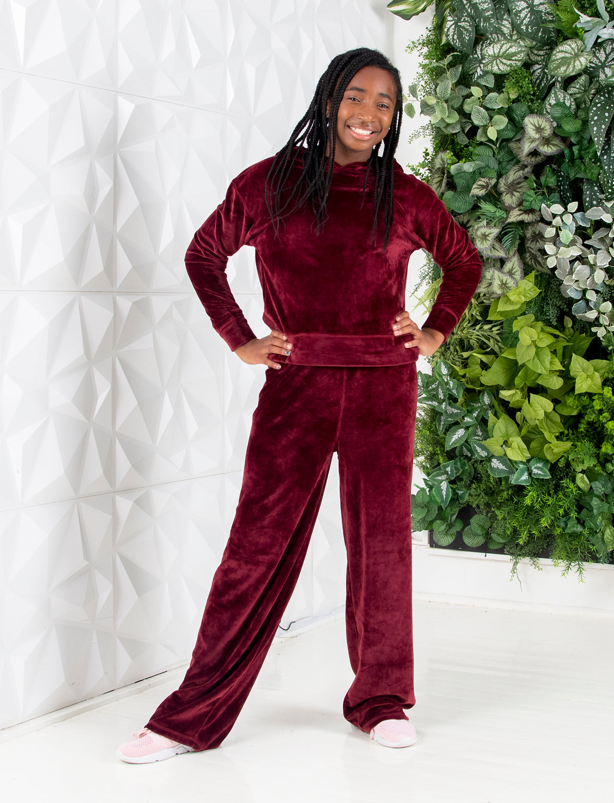 GIRLS STRETCH VELVET LOUNGE PANT