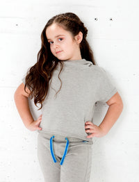 GIRLS 2-6 STRETCH COTTON  CROP HOODY