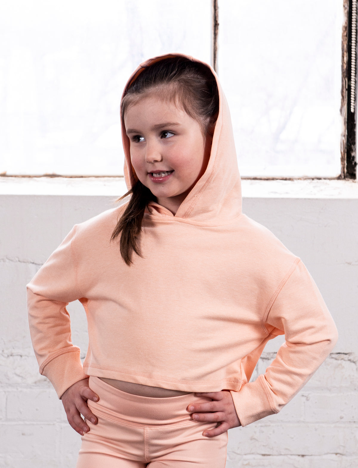 GIRLS 2-6 CROP HOODED SWEATSHIRT