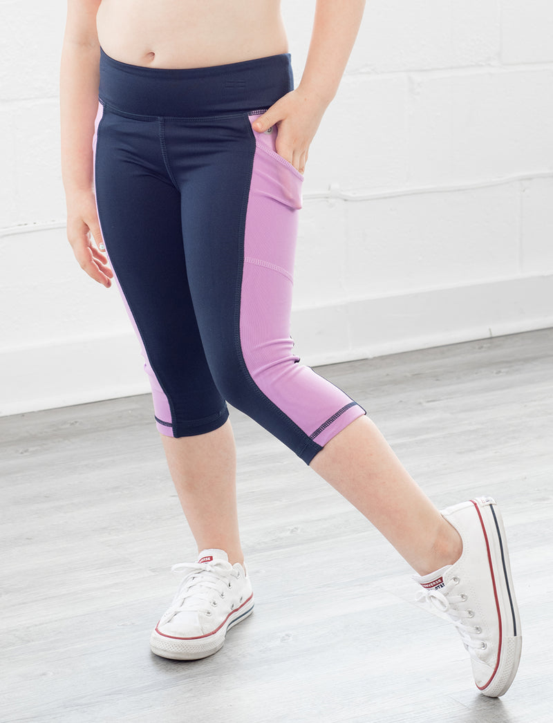 GIRLS 2-6 MESH SIDE POCKET CAPRI – Jill Yoga - Main Image