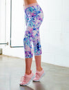 LADIES FLORAL WATERCOLOR CAPRI LEGGING