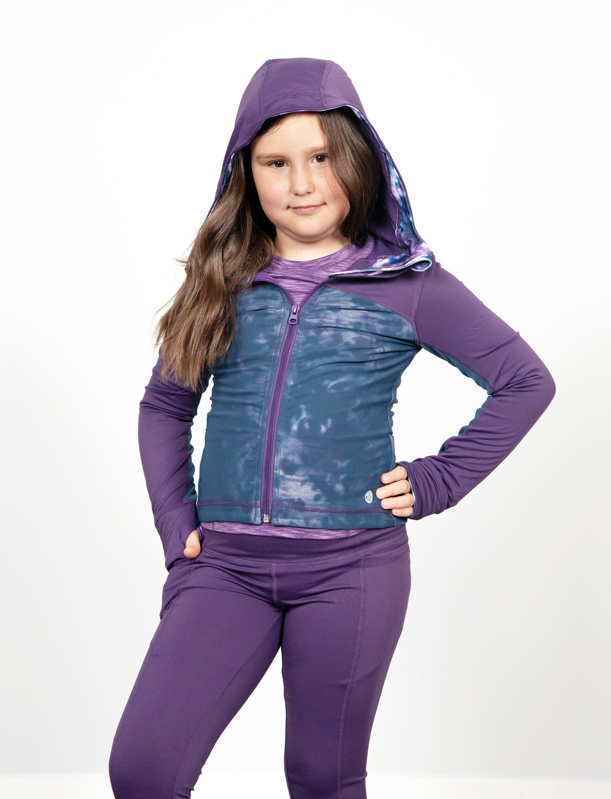 GIRLS 2-6 MESH OVERLAY HOODED YOGA JACKET