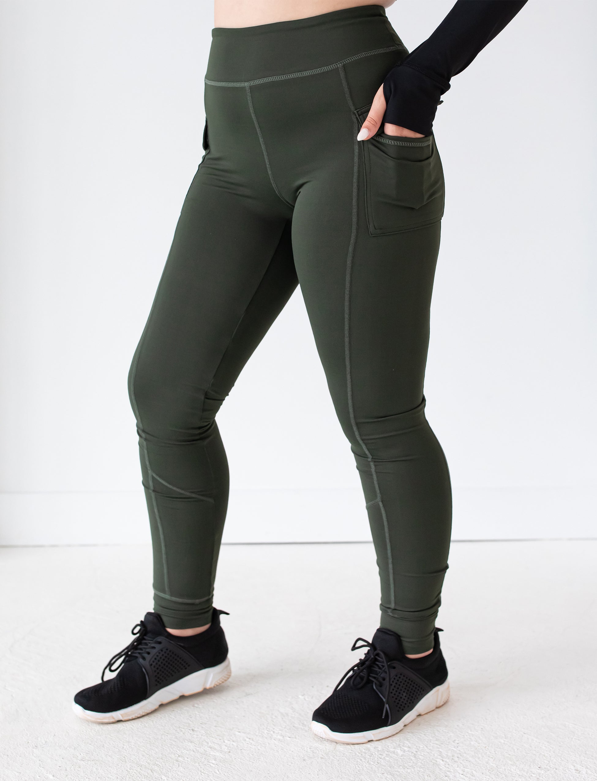 GIRLS CARGO POCKET LOUNGE LEGGING SMALL 7 8 DEEP OLIVE