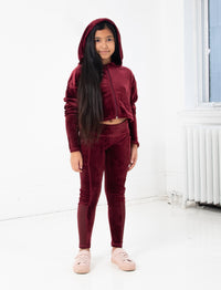 GIRLS 2-6 STRETCH VELVET ZIP FRONT HOODY