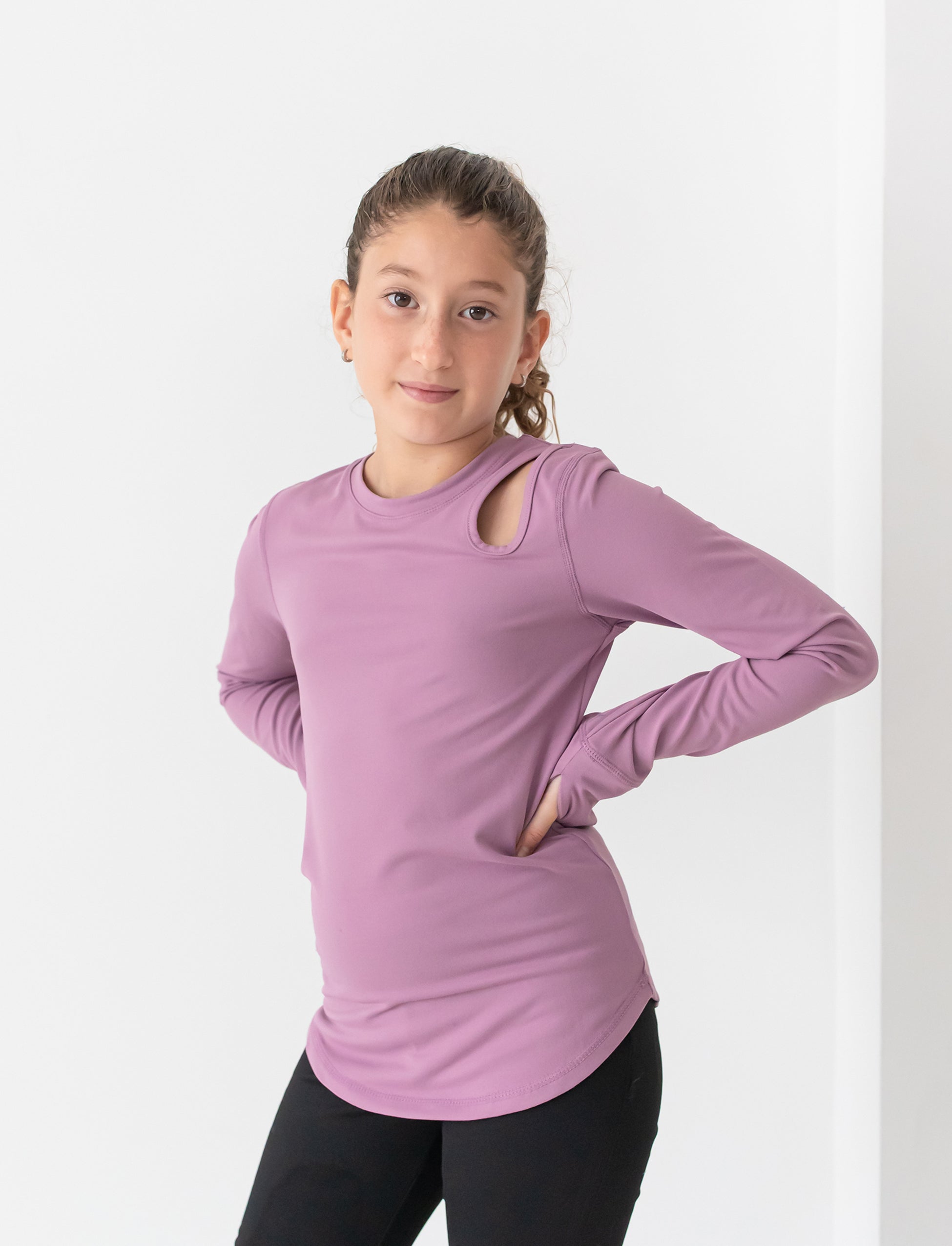 GIRLS KEYHOLE ACTIVE WARMUP T Jill Yoga