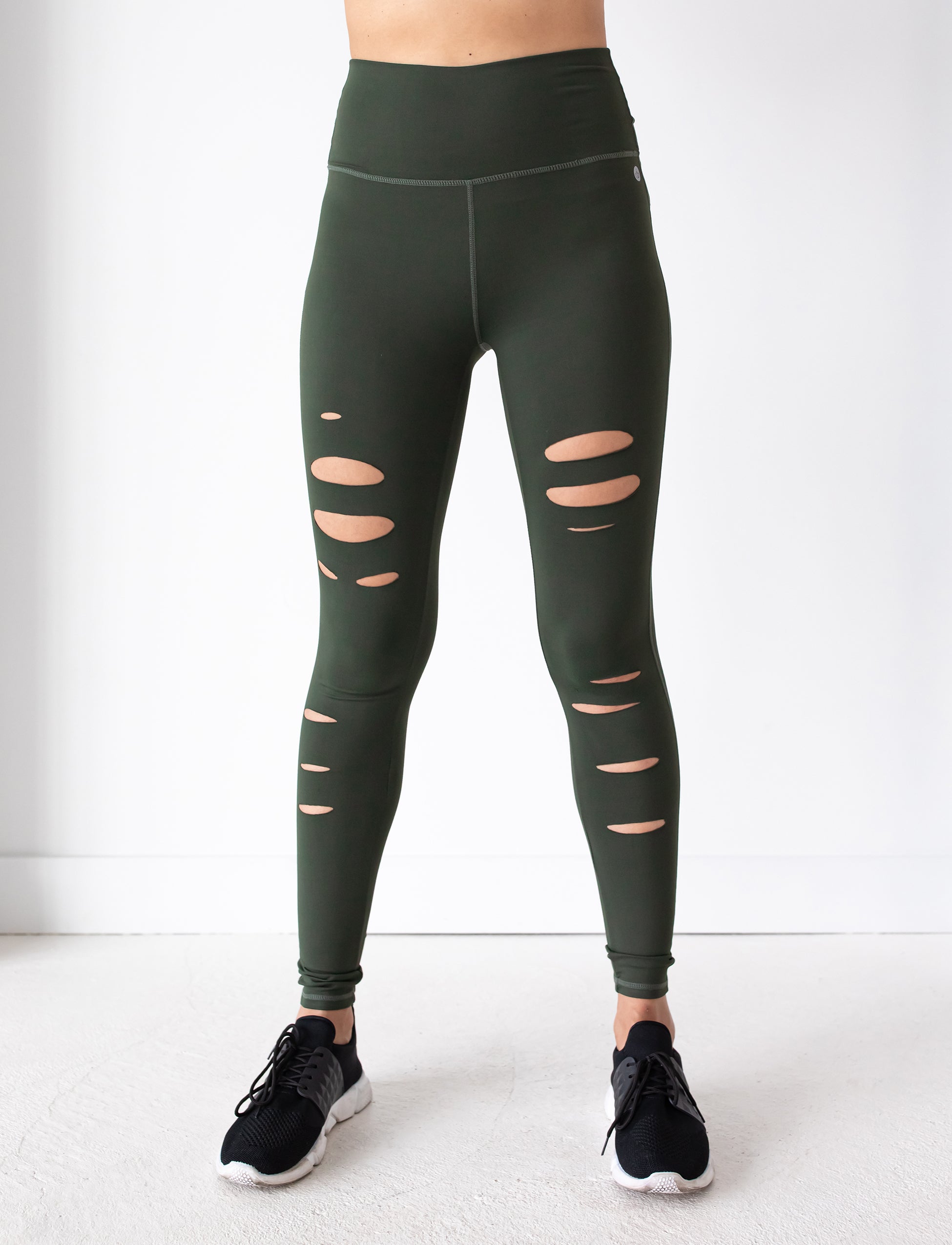 LADIES DISTRESSED LEGGING XLARGE DEEP OLIVE