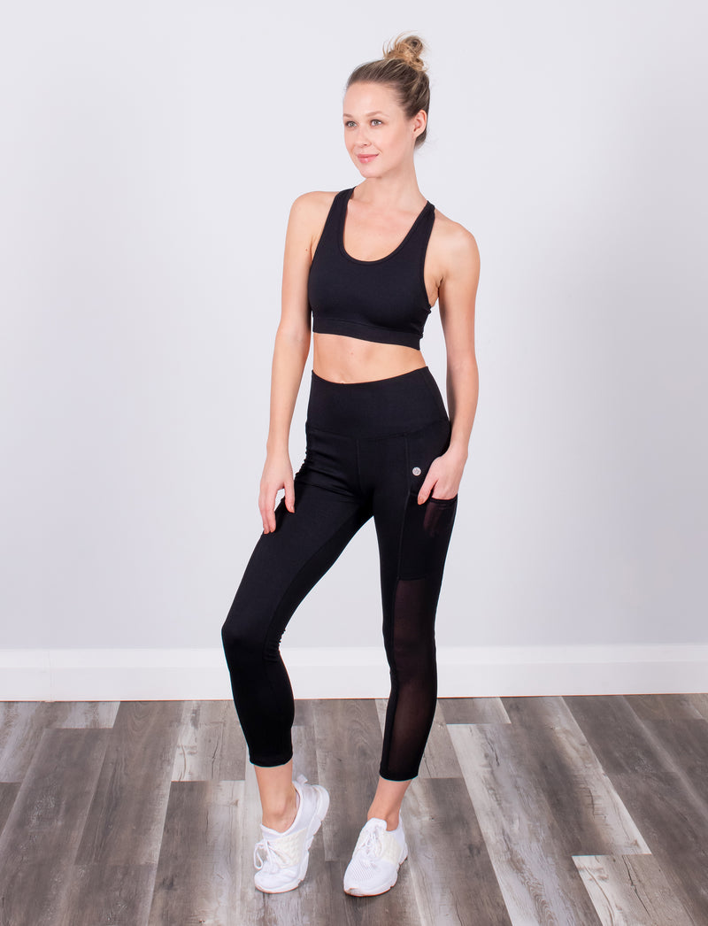 LADIES ACTIVE SPORTS CROP W/ MESH