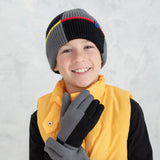 Boy's Grey Black Color Block Knit Toque