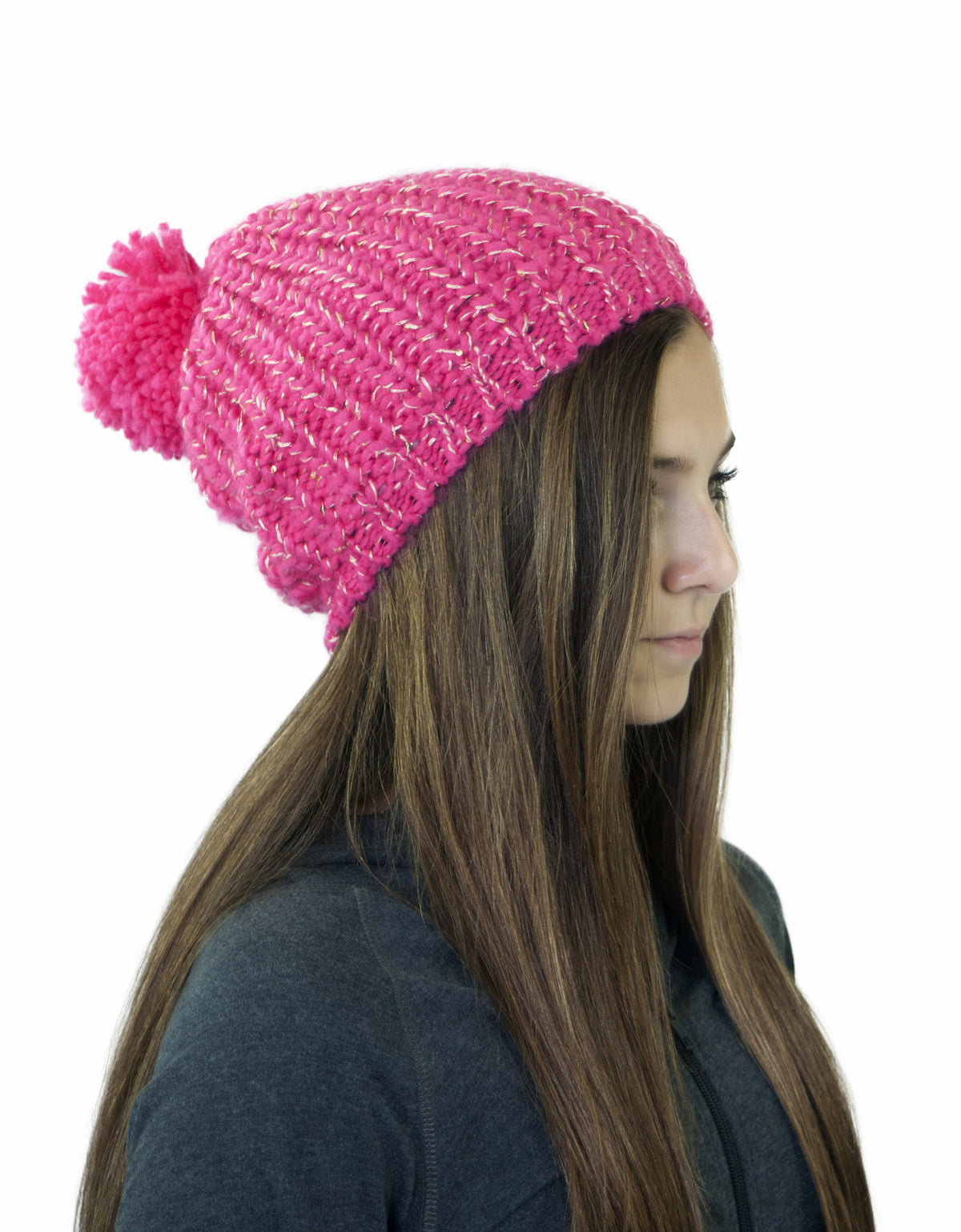 GIRL'S 4-16 SEQUINED KNIT TOQUE W/ POM POM