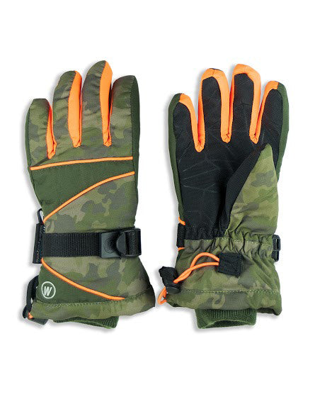 BOY'S 4-16 SKI GLOVE W/ CAMO PRINT