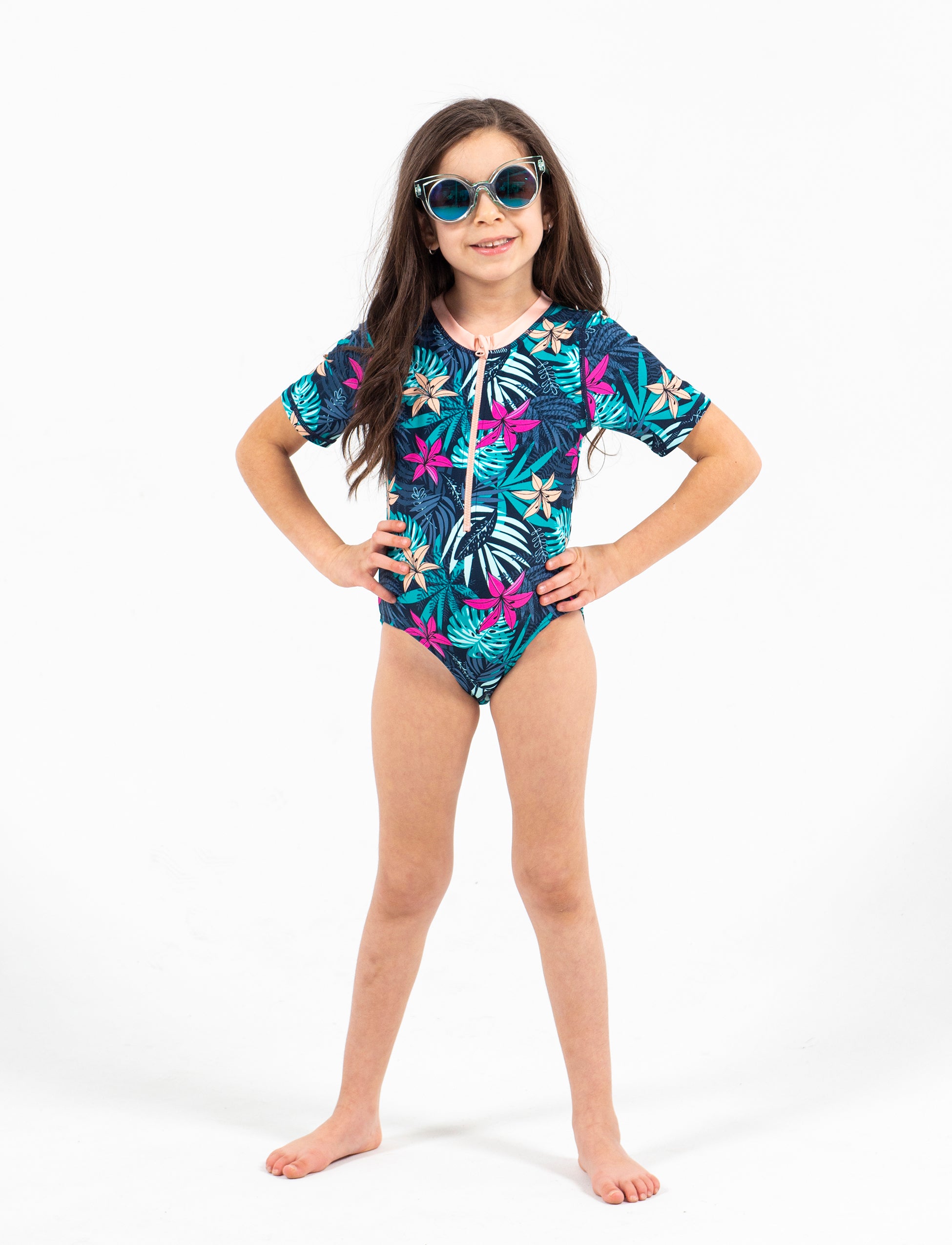 GIRLS 2 6X 1 PIECE RASHGUARD SWIMSUIT