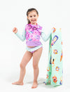 GIRLS 2-6X L/S RASHGUARD TANKINI SET