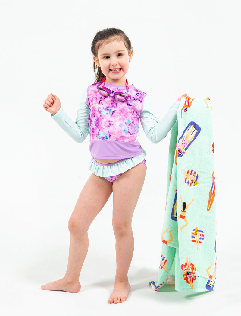 GIRLS 2-6X L/S RASHGUARD TANKINI SET