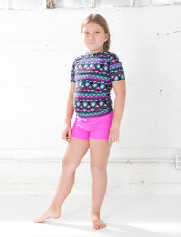 GIRLS RASHGUARD TANKINI SET W/SHORTS